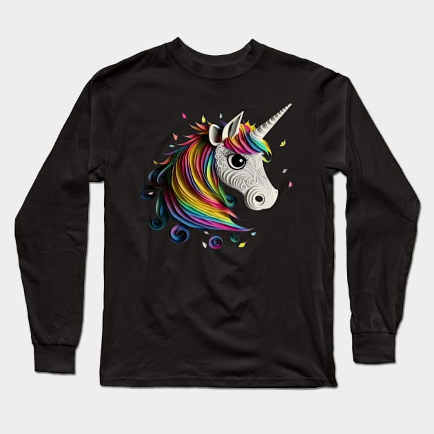 Paperdesign Art Of A Cute Unicorn 2 Long Sleeve T-Shirt by PD-Store